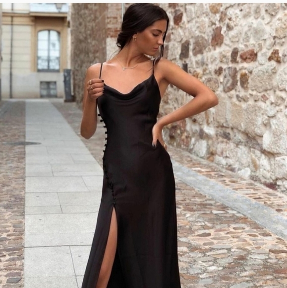 ZARA Slip Dress Black Lingerie Style Midi Blogger Fave! SIZE S - Picture 7 of 12